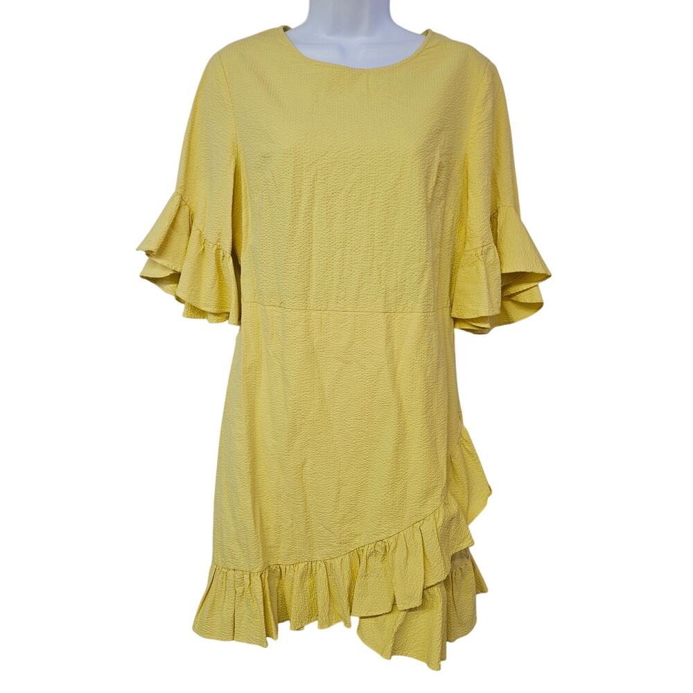 1. State Yellow Ruffle Dress Size 8 Tie‎ Waist Y2K Feminine Casual Boho